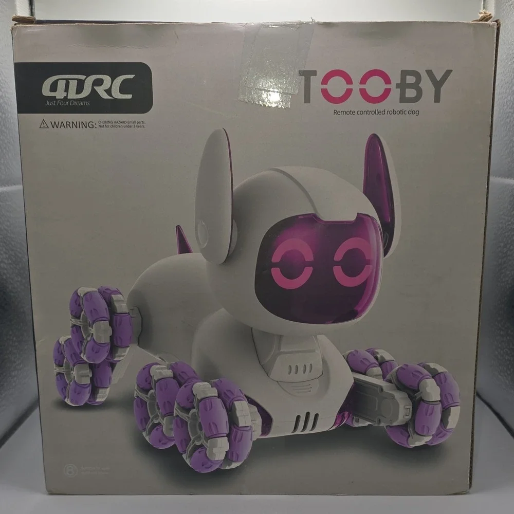 QRC TOOBY Remote Controlled Robotic Dog Toy 4D-Y9 White Purple Blue Black